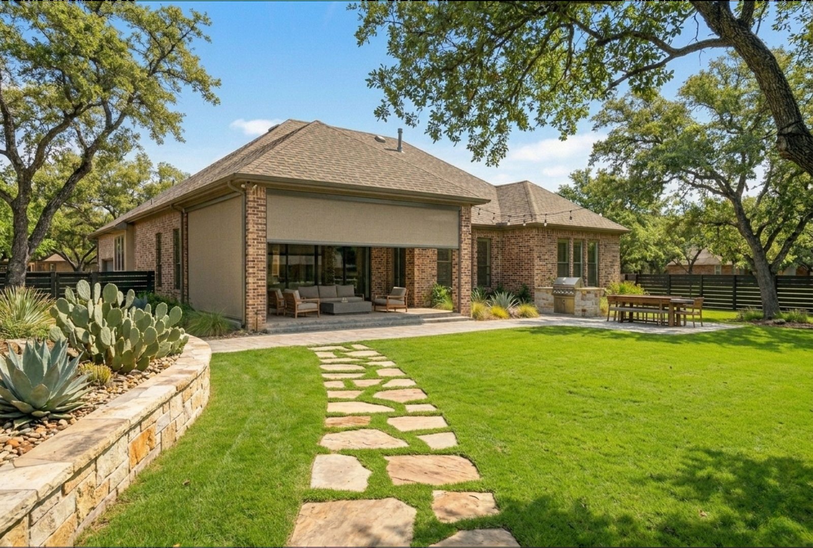 Luxury exterior shade installation in Granbury, Texas